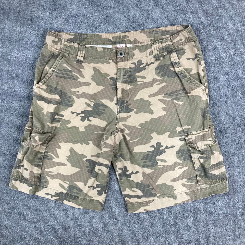 Open‎ Trails Shorts Mens Size 38 Camo Green Beige Cargo Outdoor Utility